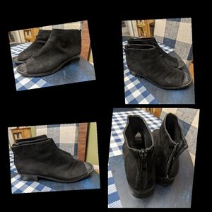 Black suede zipper booties